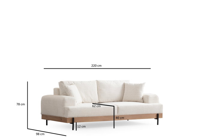 Atelier Del Sofa Eti Oak 3 Seater - White Atelier Del Sofa Eti Oak 3 Seater - White